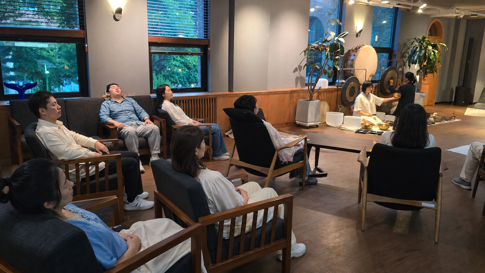 Healing Tide group sound ritual with participants at Artists House in Seoul
