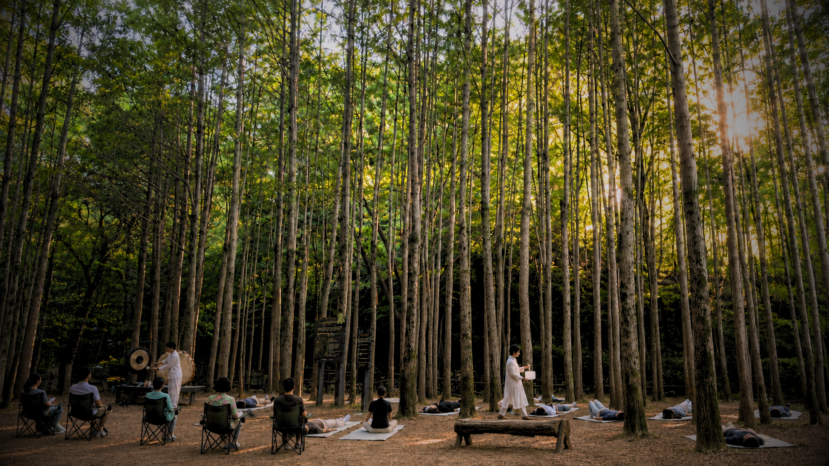 Urban forest art-healing program with sound meditation in a natural public setting